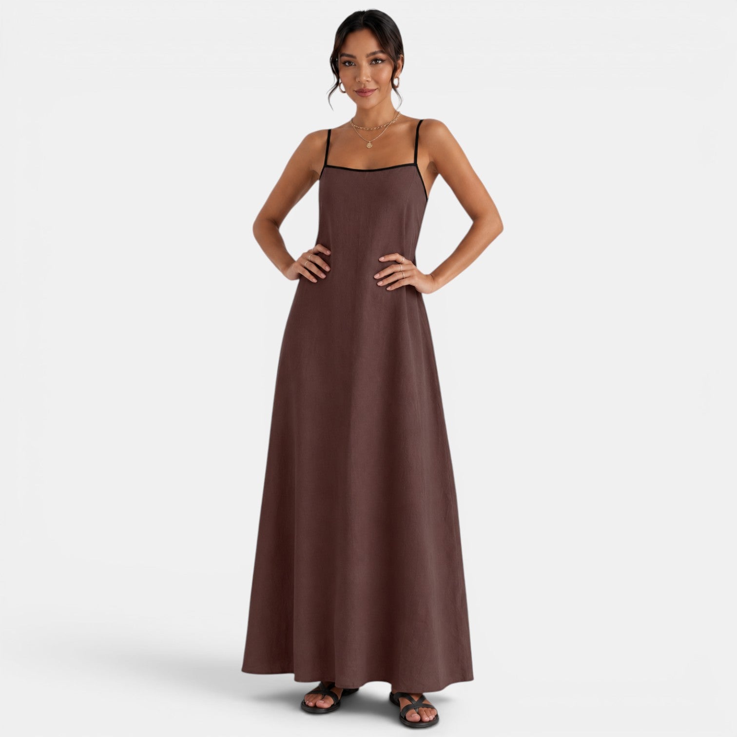 Women's Summer Cotton Linen Maxi Dress