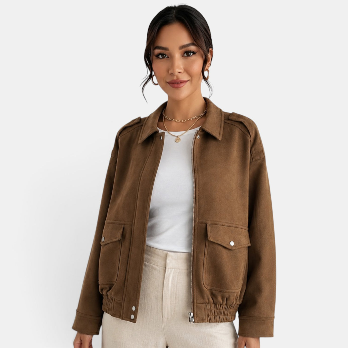 Chaqueta Bomber Ante Mujer