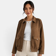Chaqueta Bomber Ante Mujer