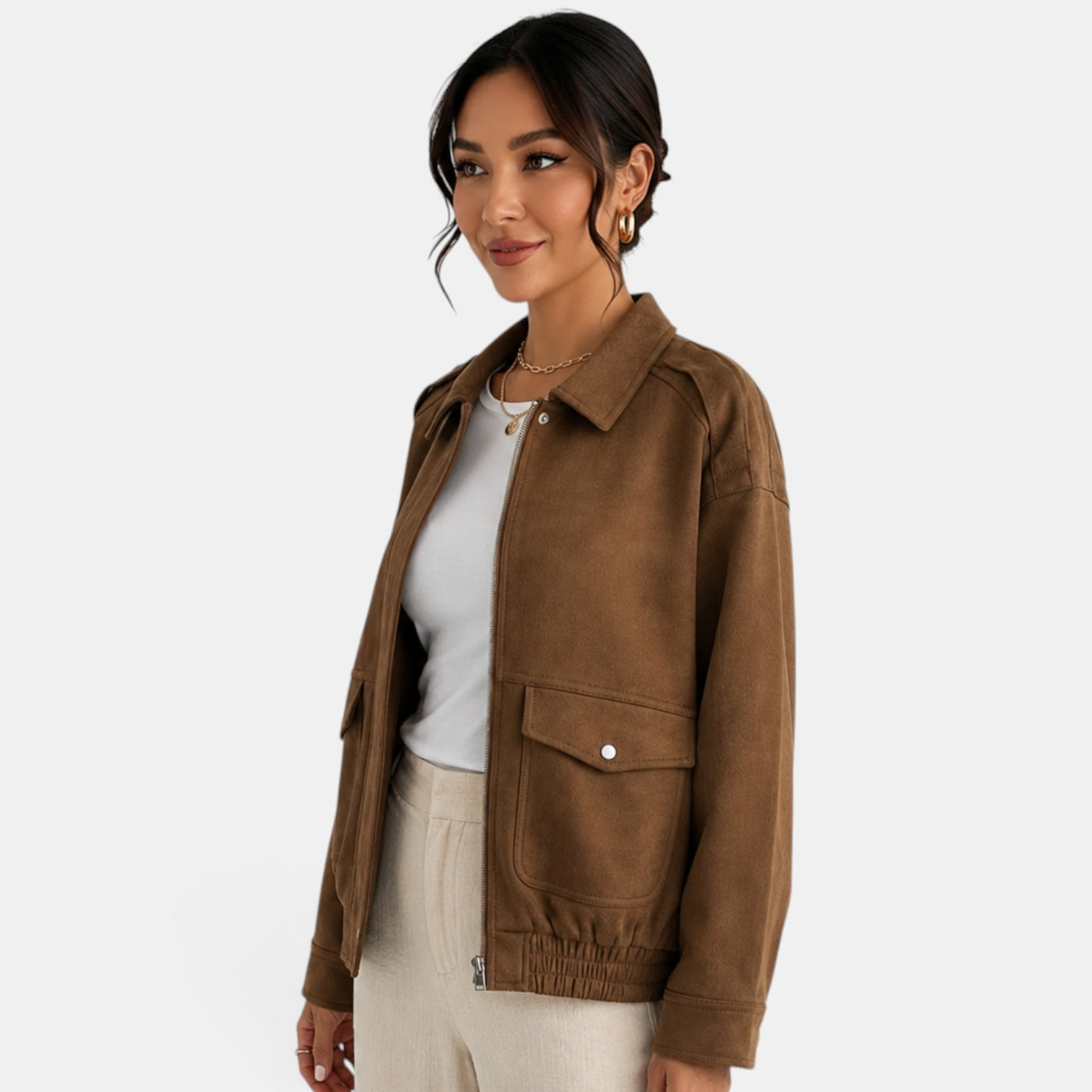 Chaqueta Bomber Ante Mujer