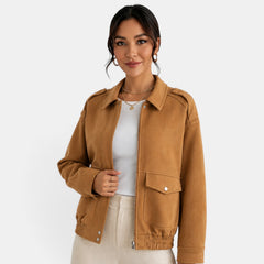 Chaqueta Bomber Ante Mujer