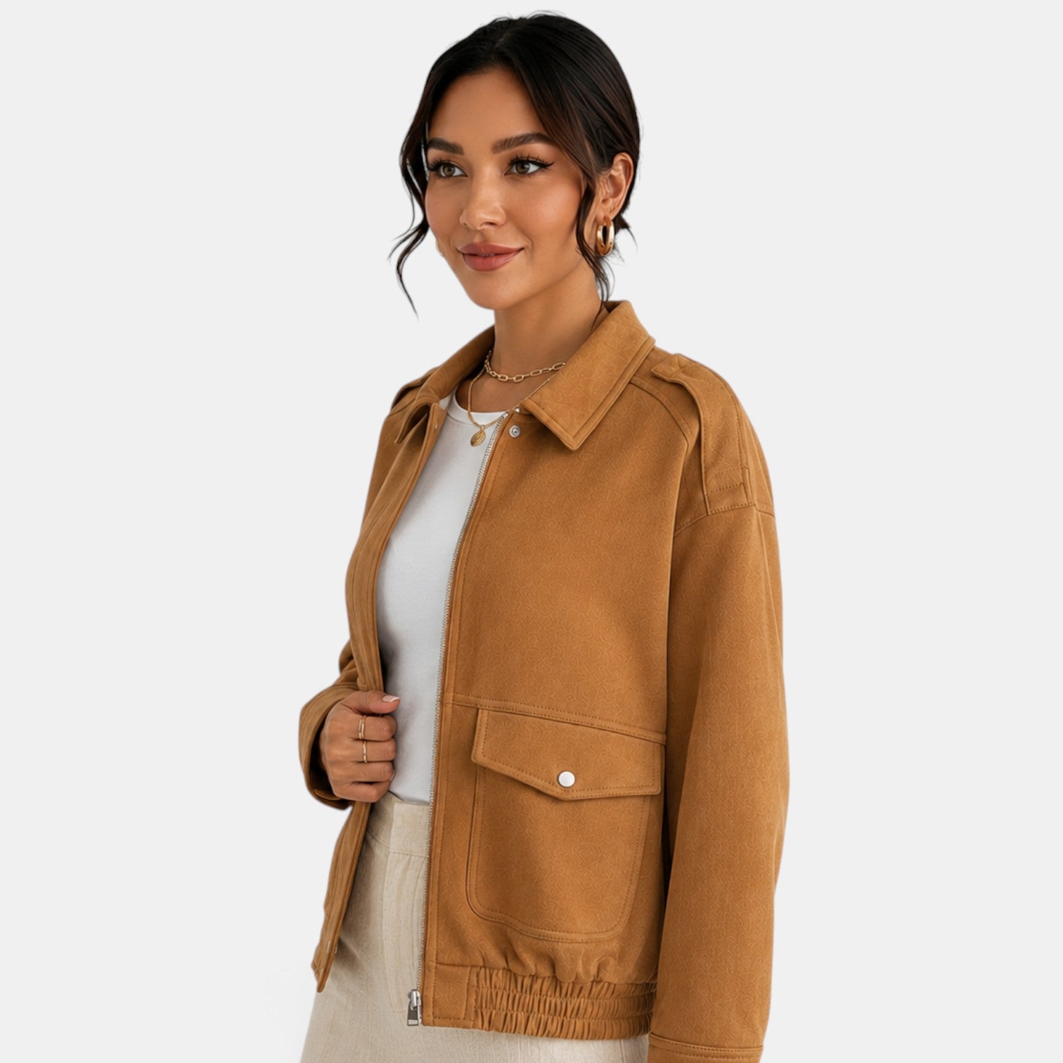 Chaqueta Bomber Ante Mujer