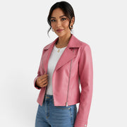 Chaqueta Piel Rosa Mujer Otoño