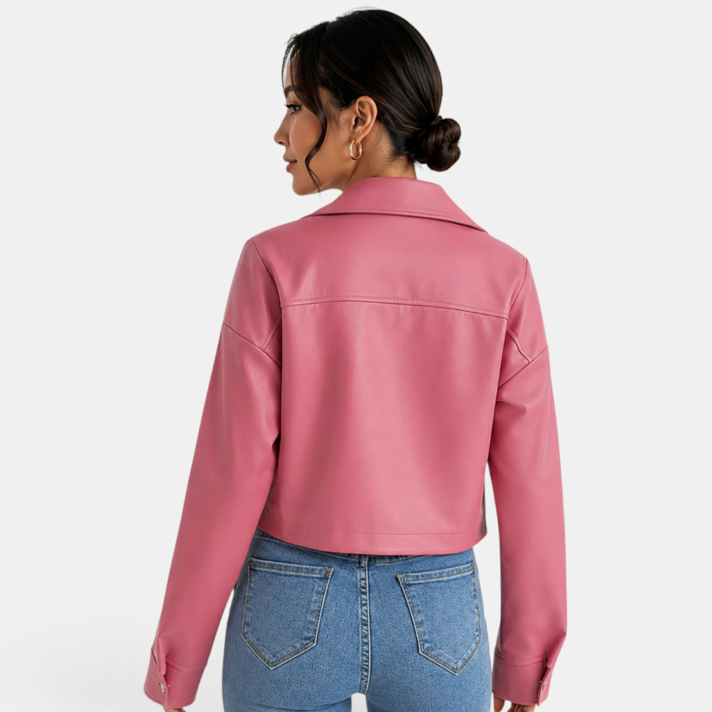 Chaqueta Piel Rosa Mujer Otoño