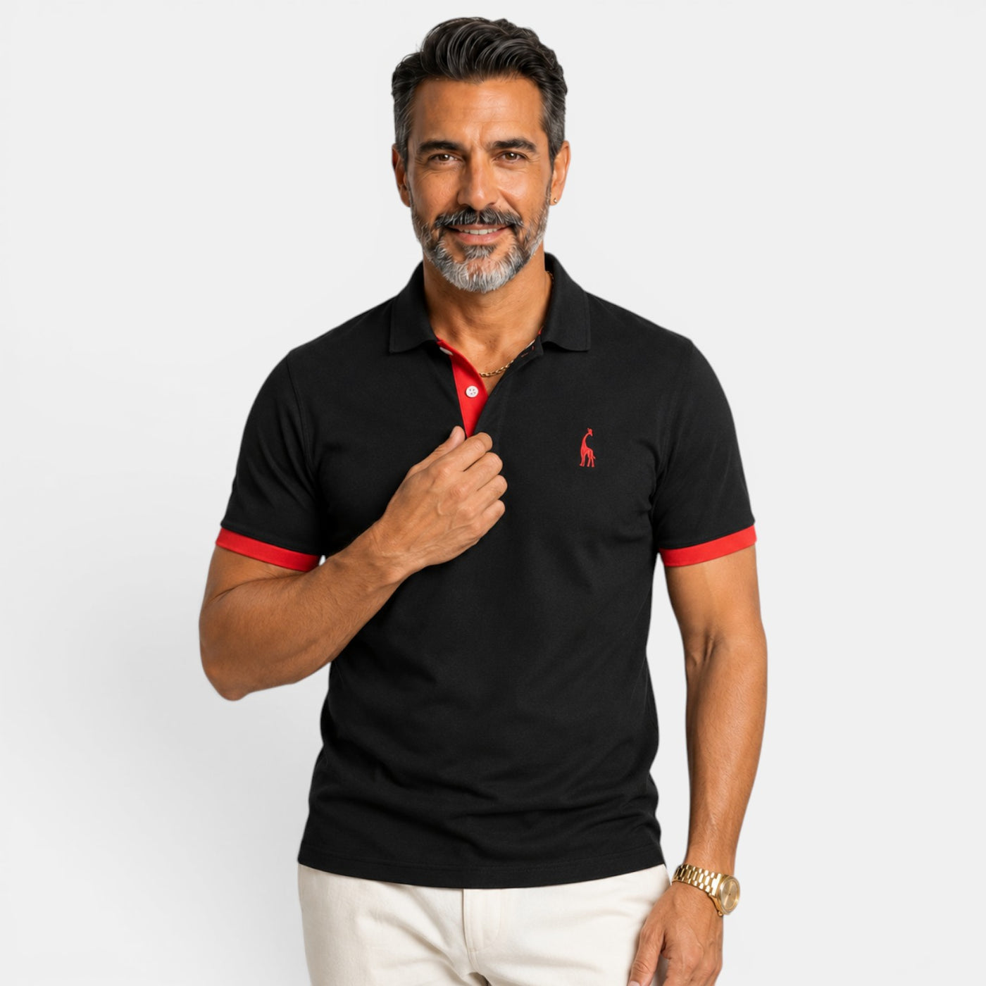 Elegant Two-Tone Men's Polo Shirt