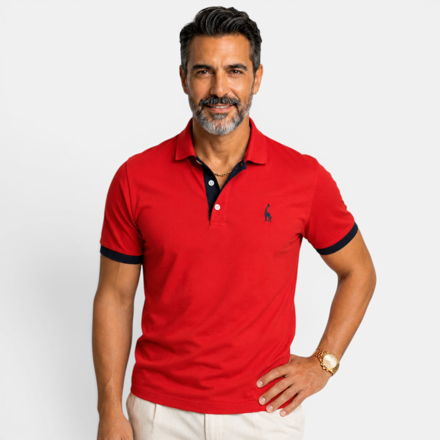 Elegant Two-Tone Men's Polo Shirt