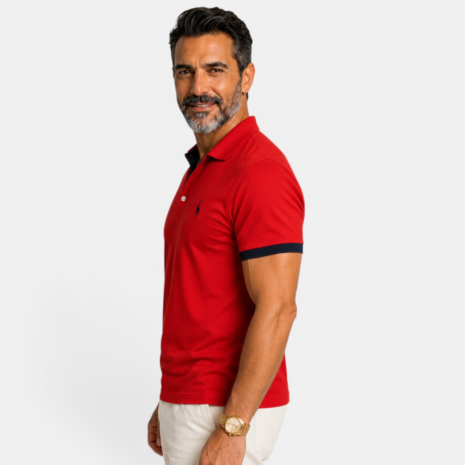 Elegant Two-Tone Men's Polo Shirt