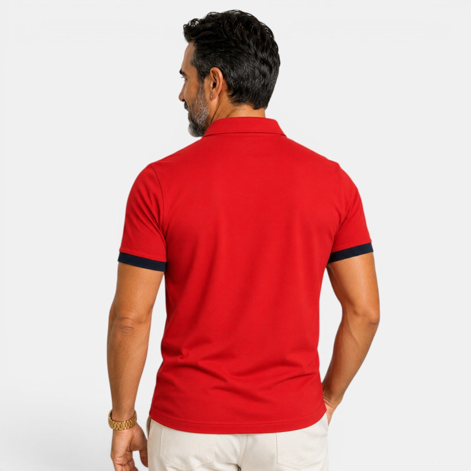 Elegant Two-Tone Men's Polo Shirt