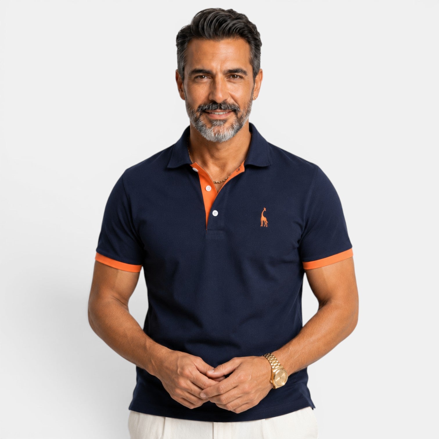 Elegant Two-Tone Men's Polo Shirt