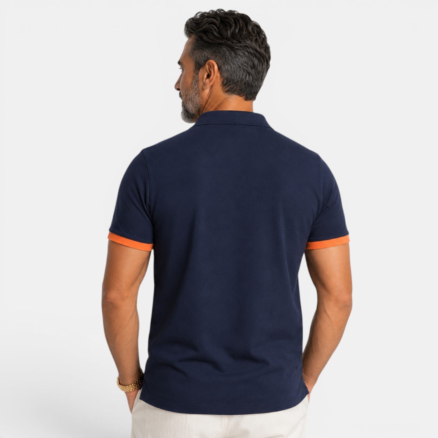 Elegant Two-Tone Men's Polo Shirt