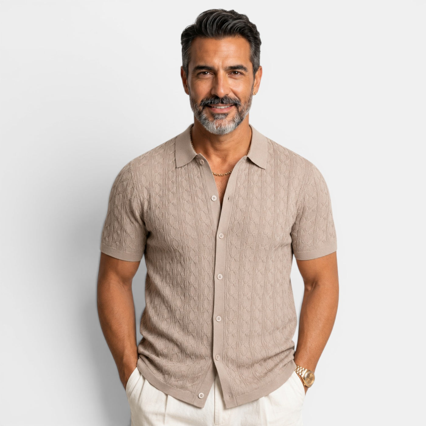 Camisa Hombre Manga Corta Texturizada