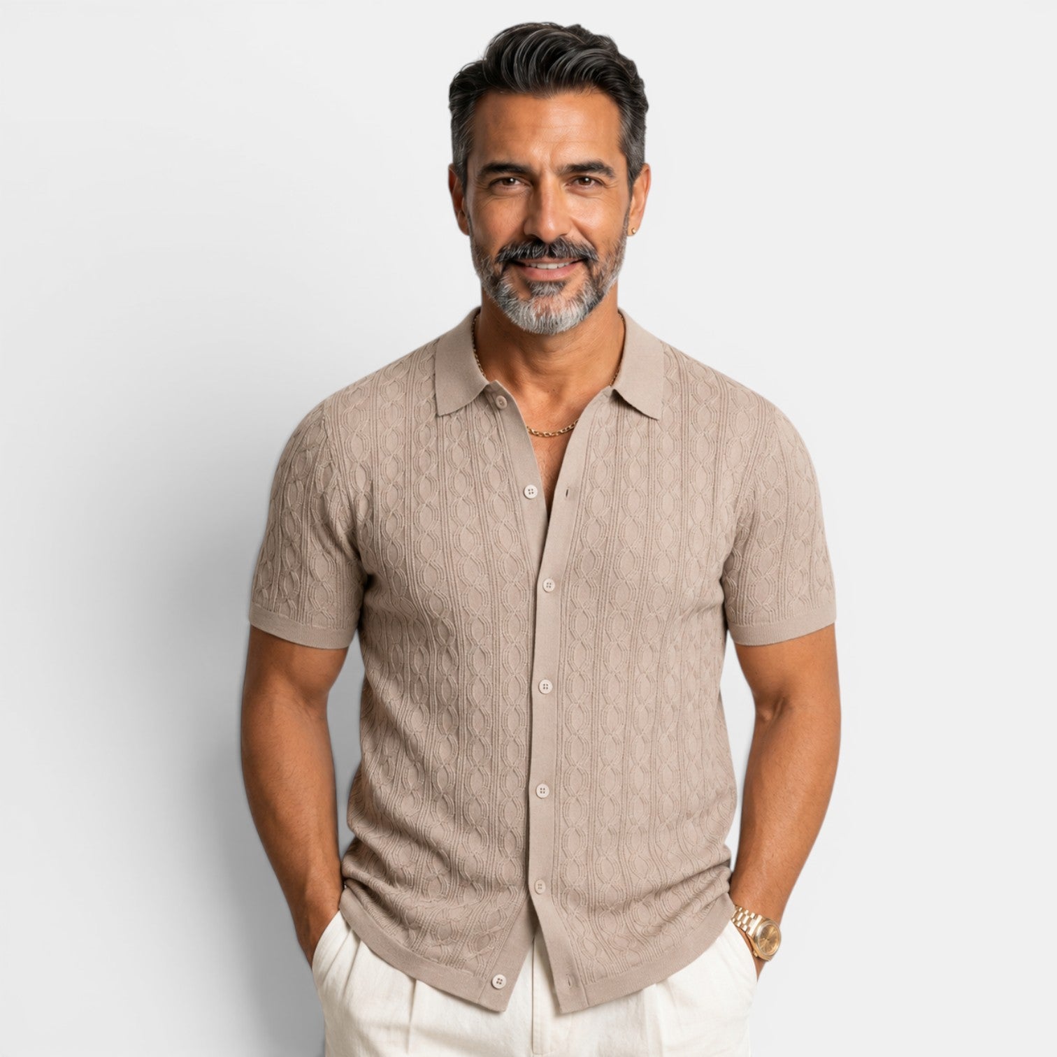 Camisa Hombre Manga Corta Texturizada
