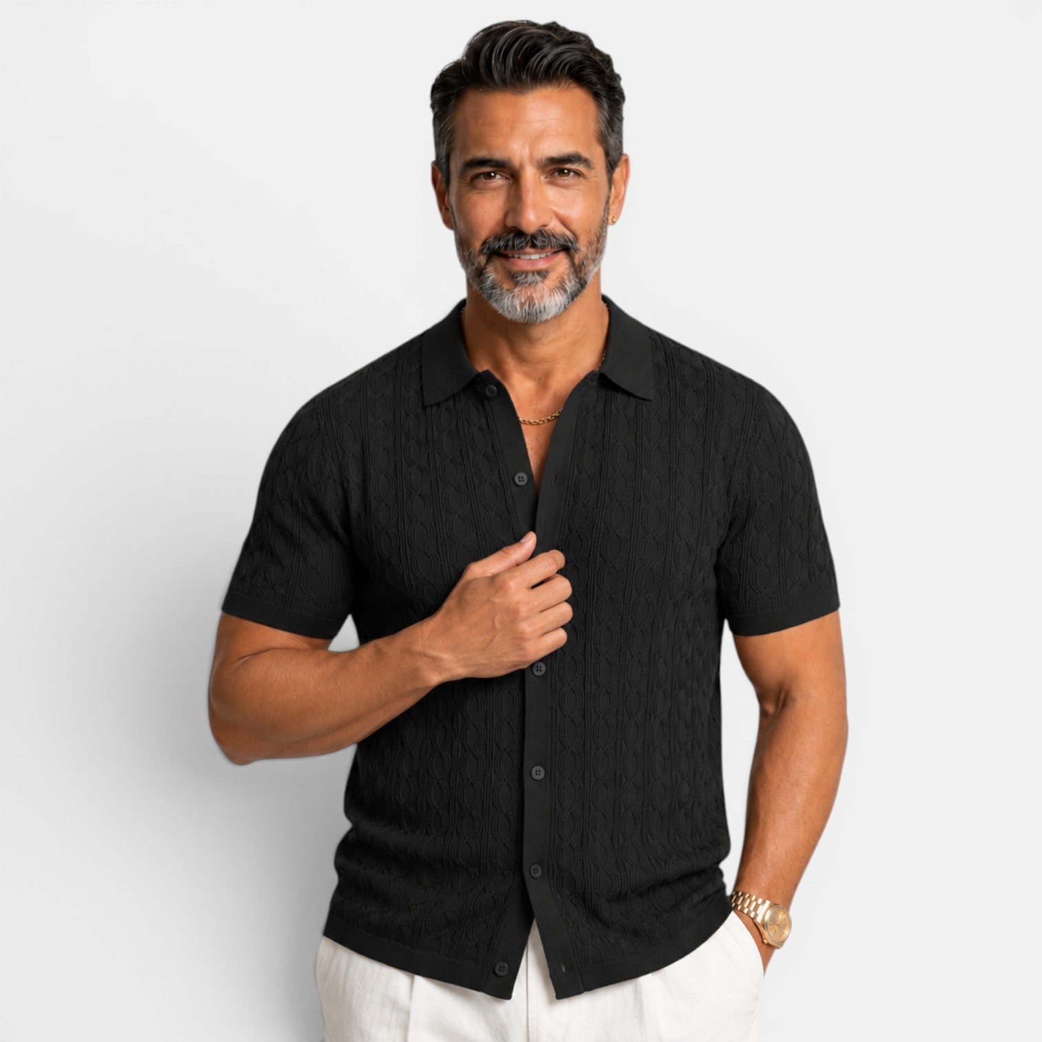 Camisa Hombre Manga Corta Texturizada