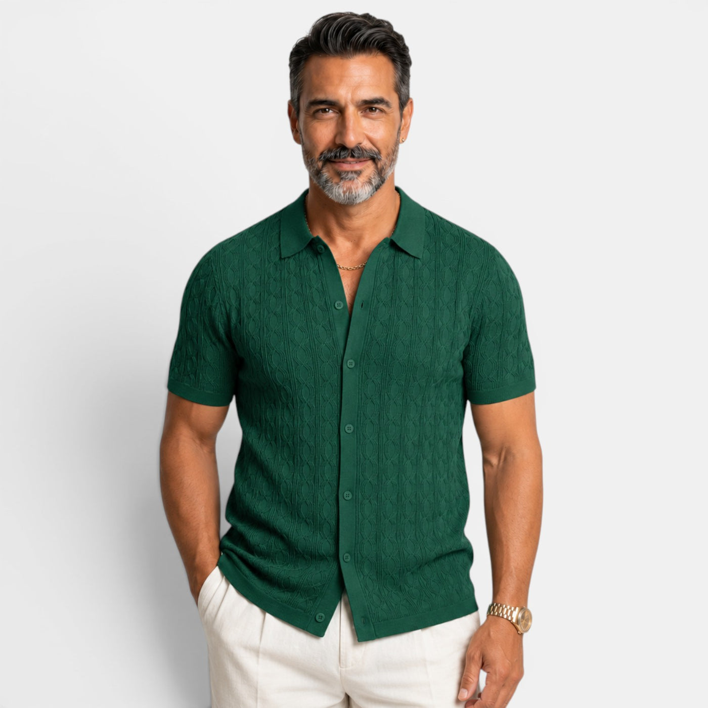 Camisa Hombre Manga Corta Texturizada