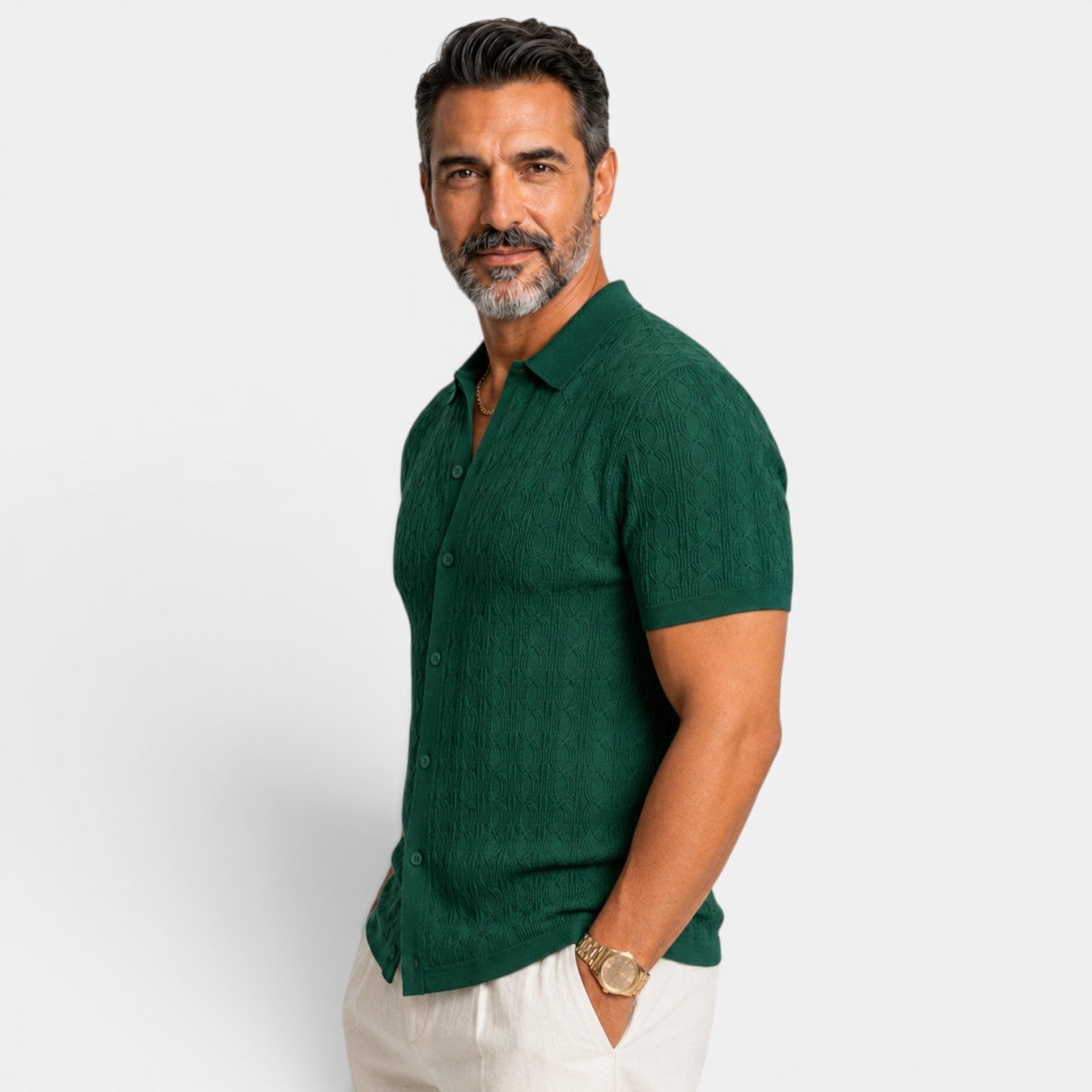 Camisa Hombre Manga Corta Texturizada