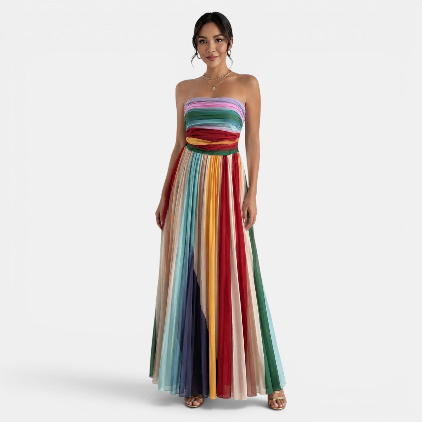Women's Multicolor Bandeau Maxi Dress
