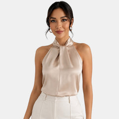 Top Satén Mujer Halter