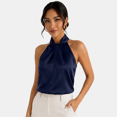 Top Satén Mujer Halter