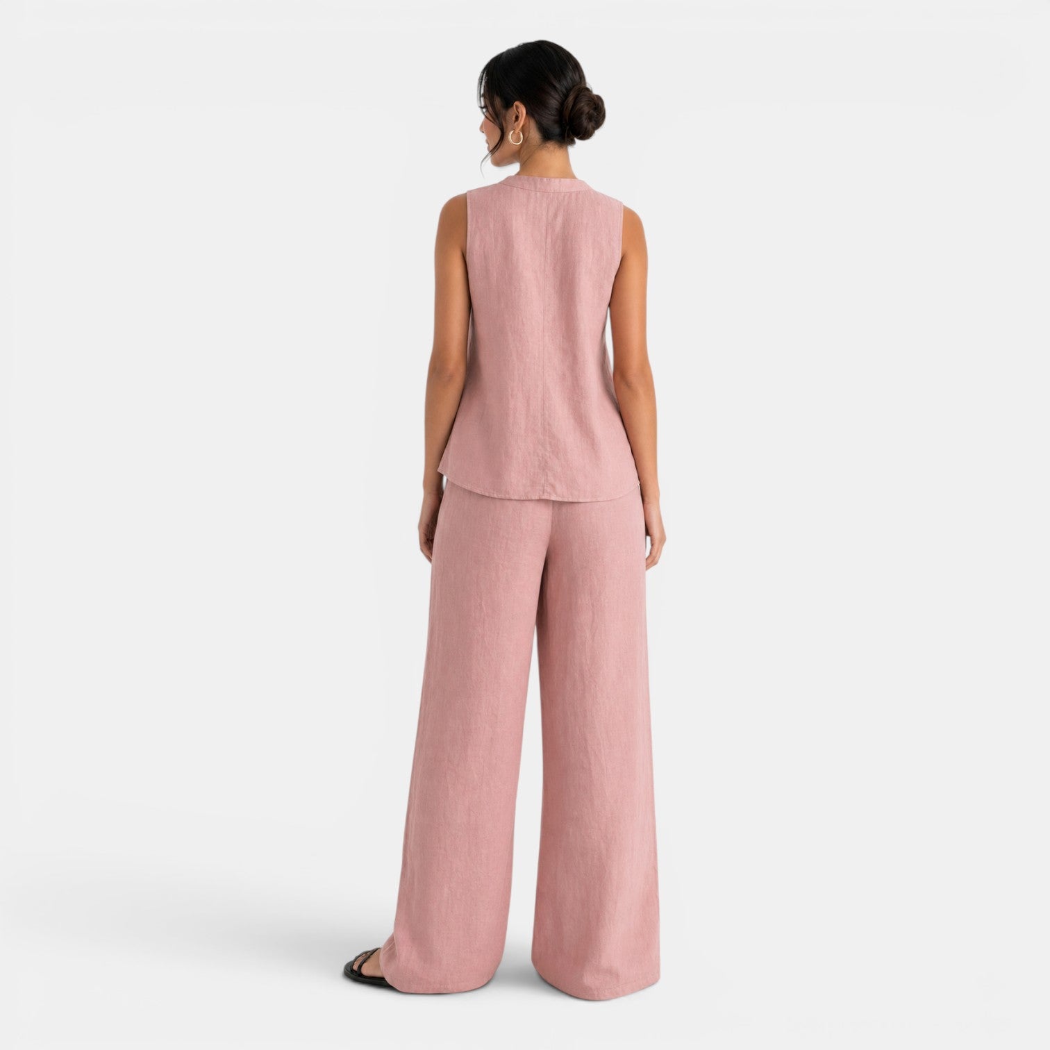 Conjunto Mujer Lino Chaleco Pantalón