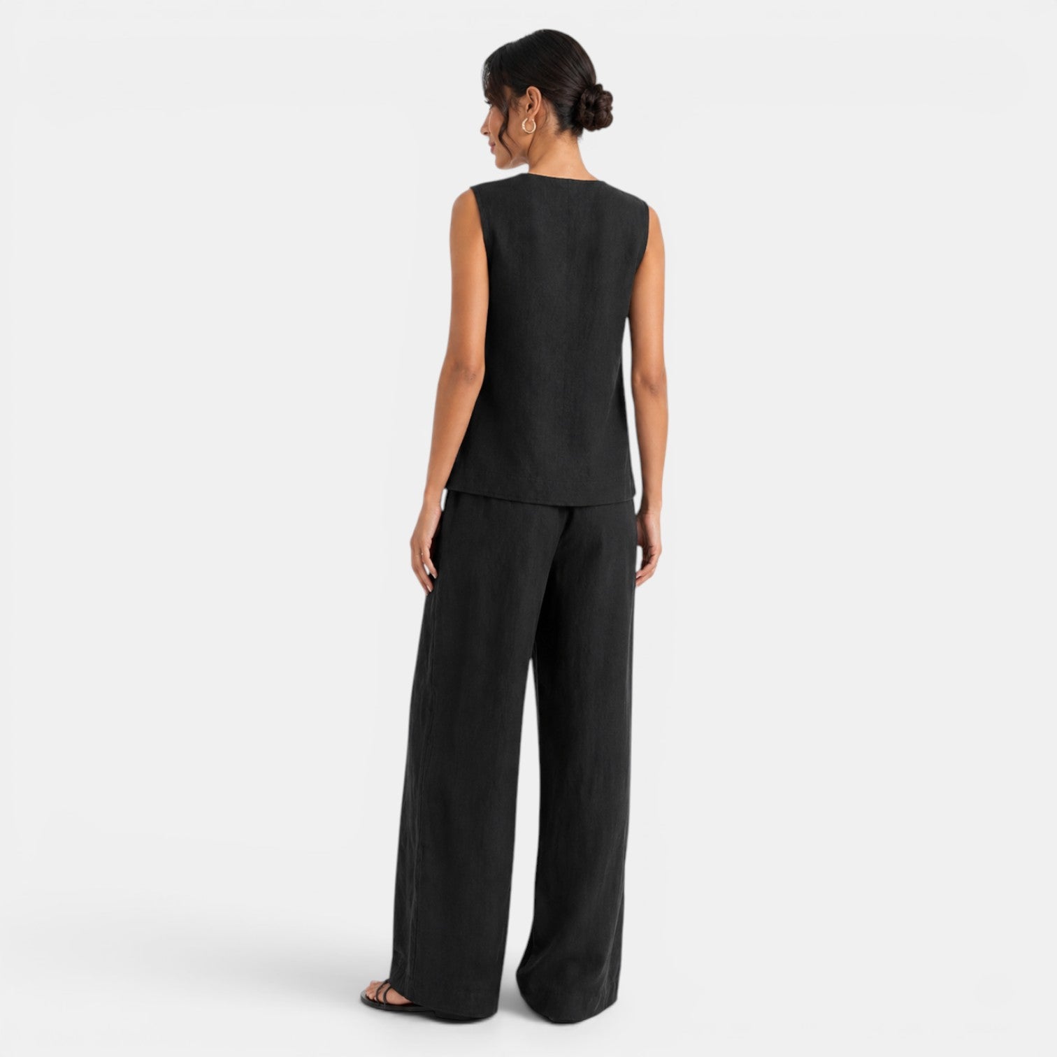 Conjunto Mujer Lino Chaleco Pantalón