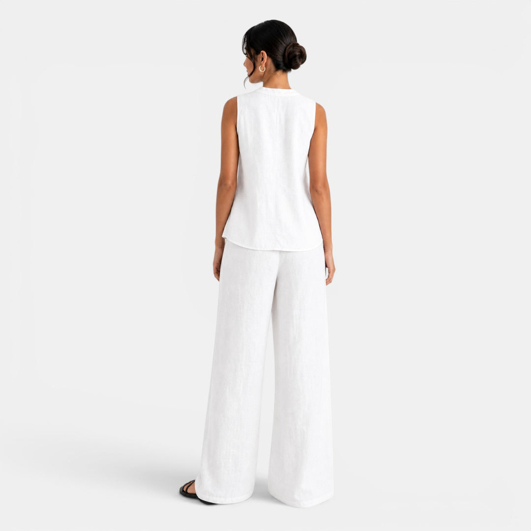 Conjunto Mujer Lino Chaleco Pantalón