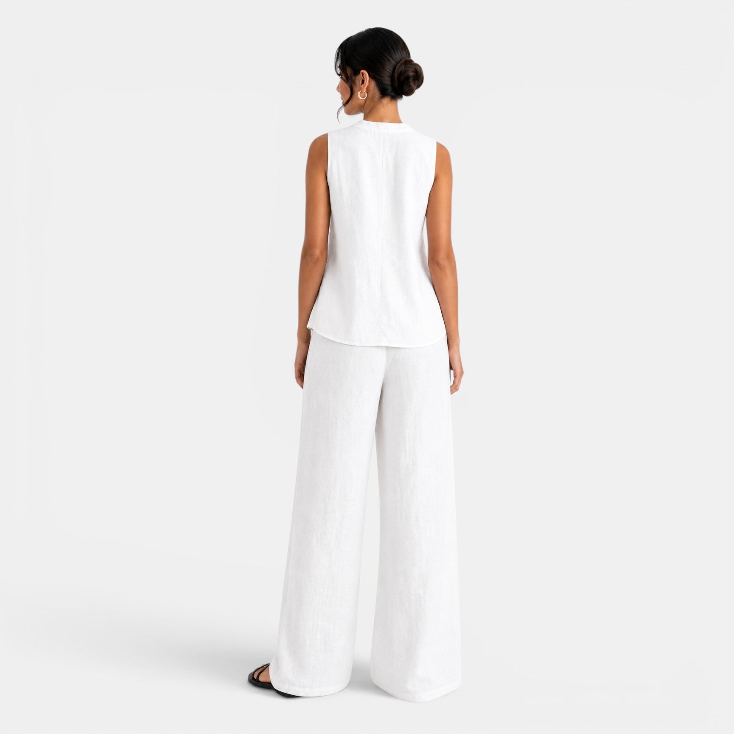 Conjunto Mujer Lino Chaleco Pantalón