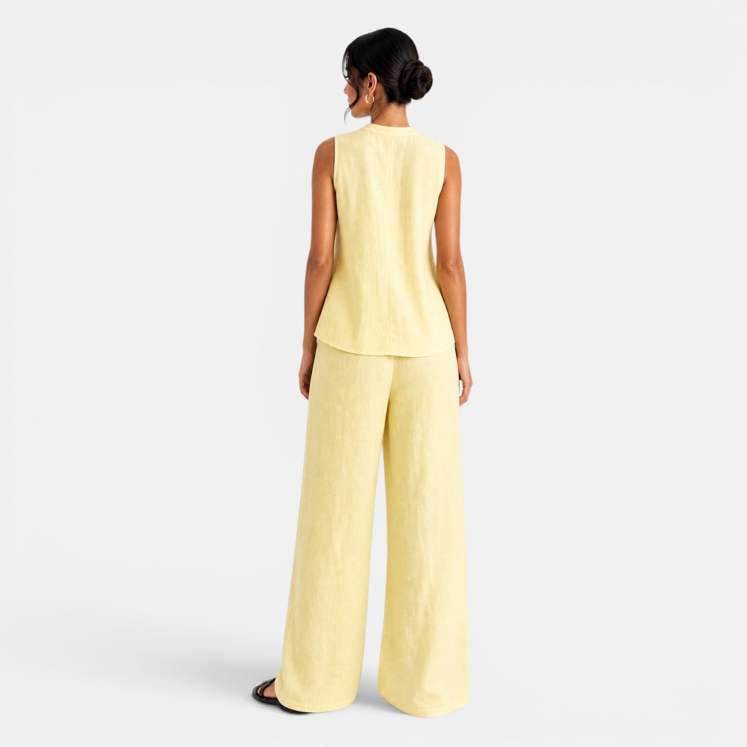 Conjunto Mujer Lino Chaleco Pantalón