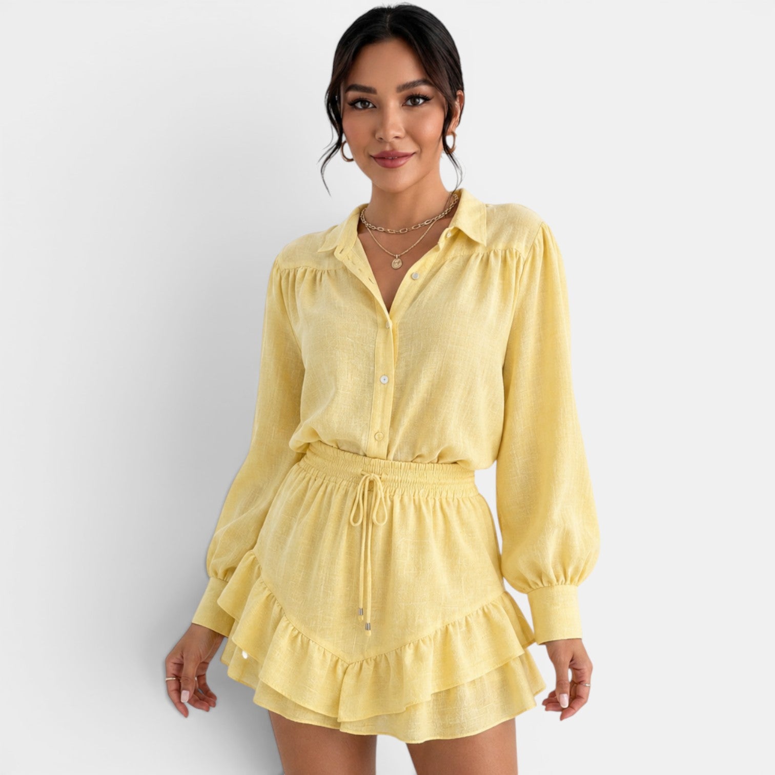 Conjunto Camisa Falda Lino