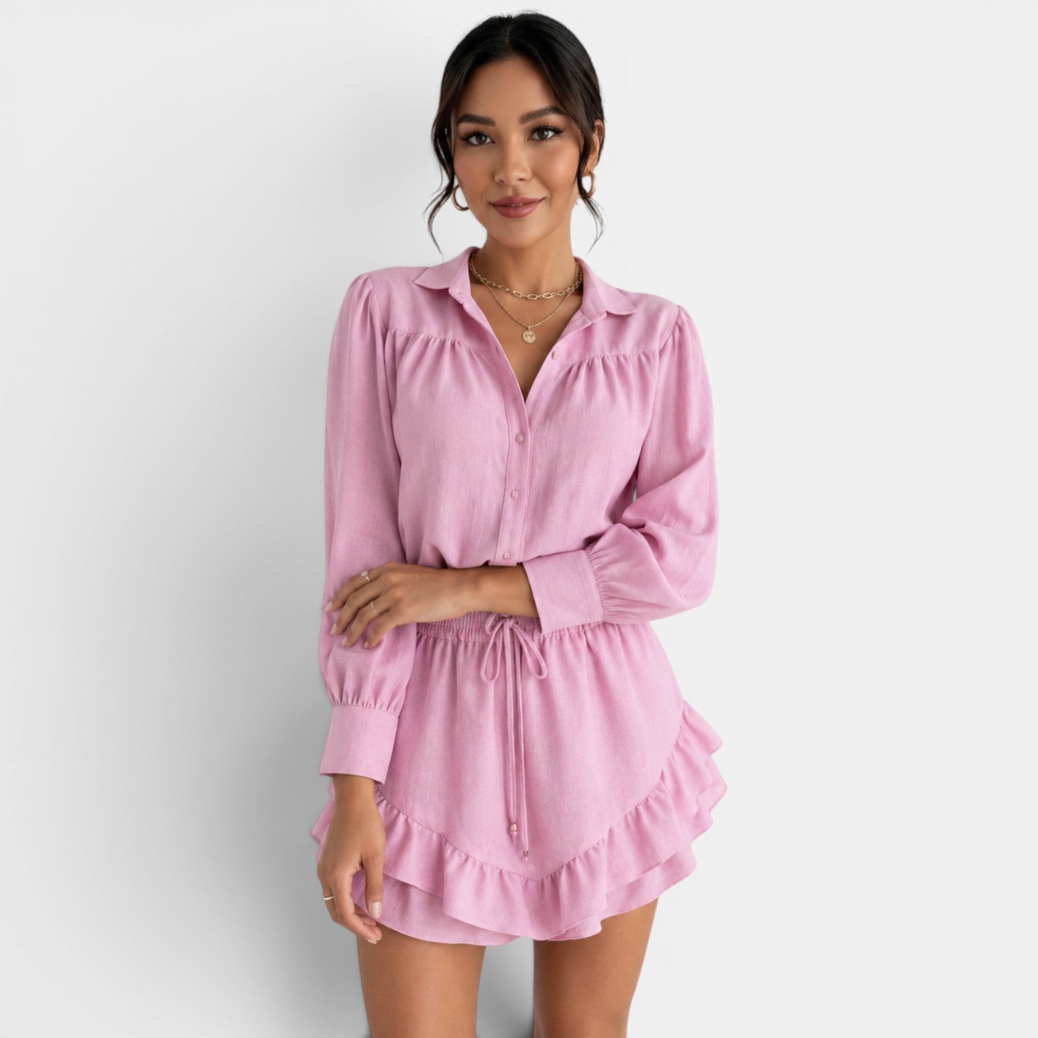 Conjunto Camisa Falda Lino