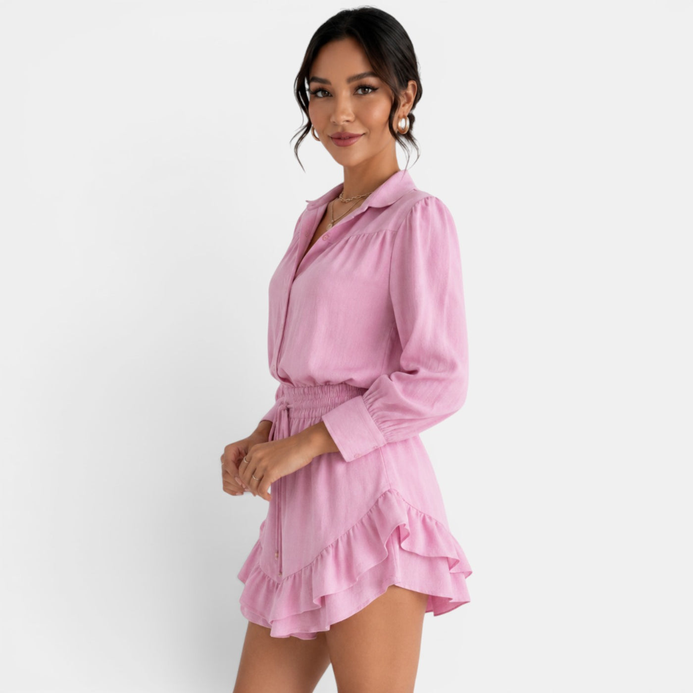 Linen Shirt Skirt Set