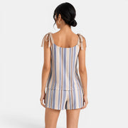Women's Striped Linen Set - Blue
