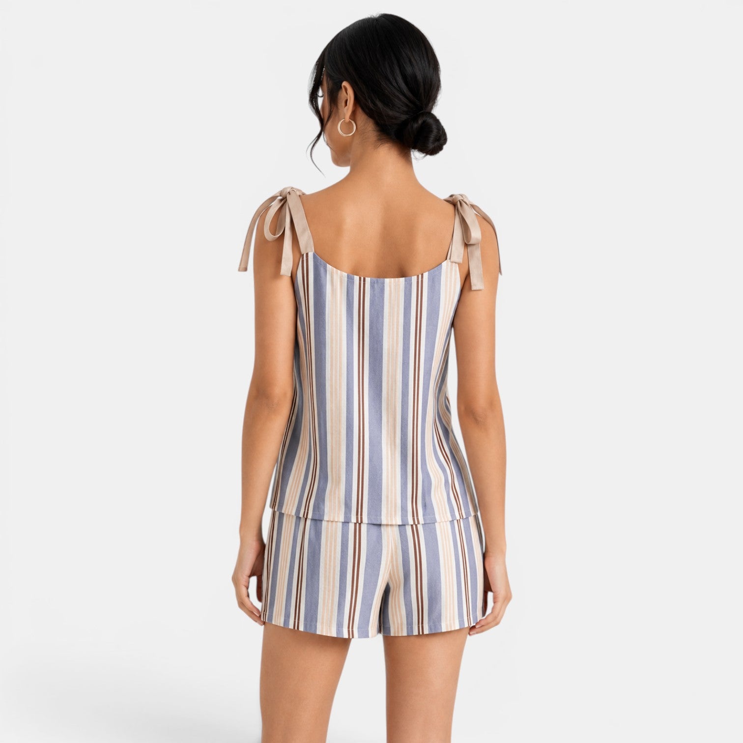 Conjunto Lino Mujer Rayas Azul