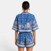 Conjunto Mujer Lino Boho Azul