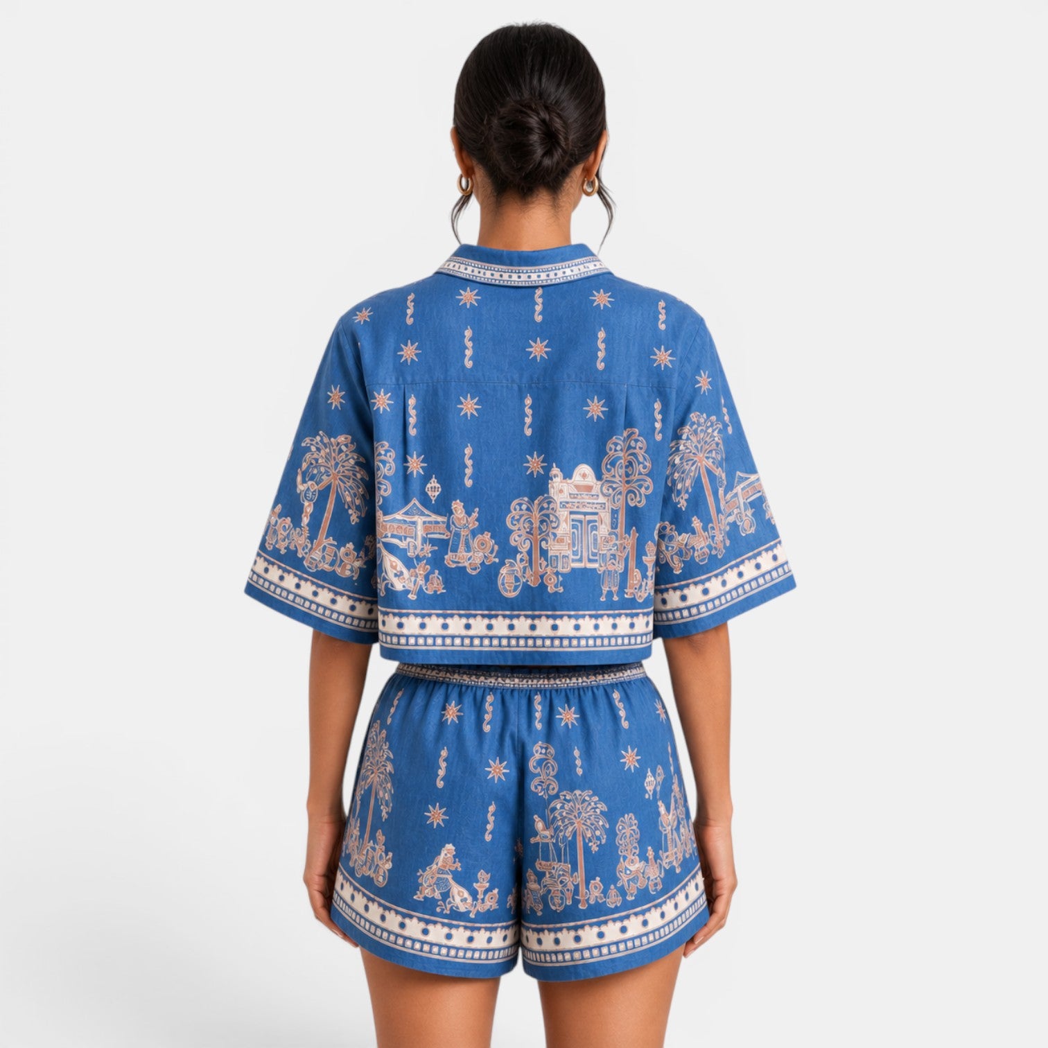 Conjunto Mujer Lino Boho Azul