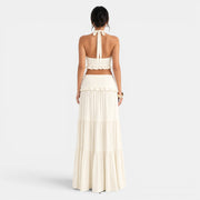 Halter Top and Long Ruffled Skirt Set