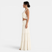 Halter Top and Long Ruffled Skirt Set