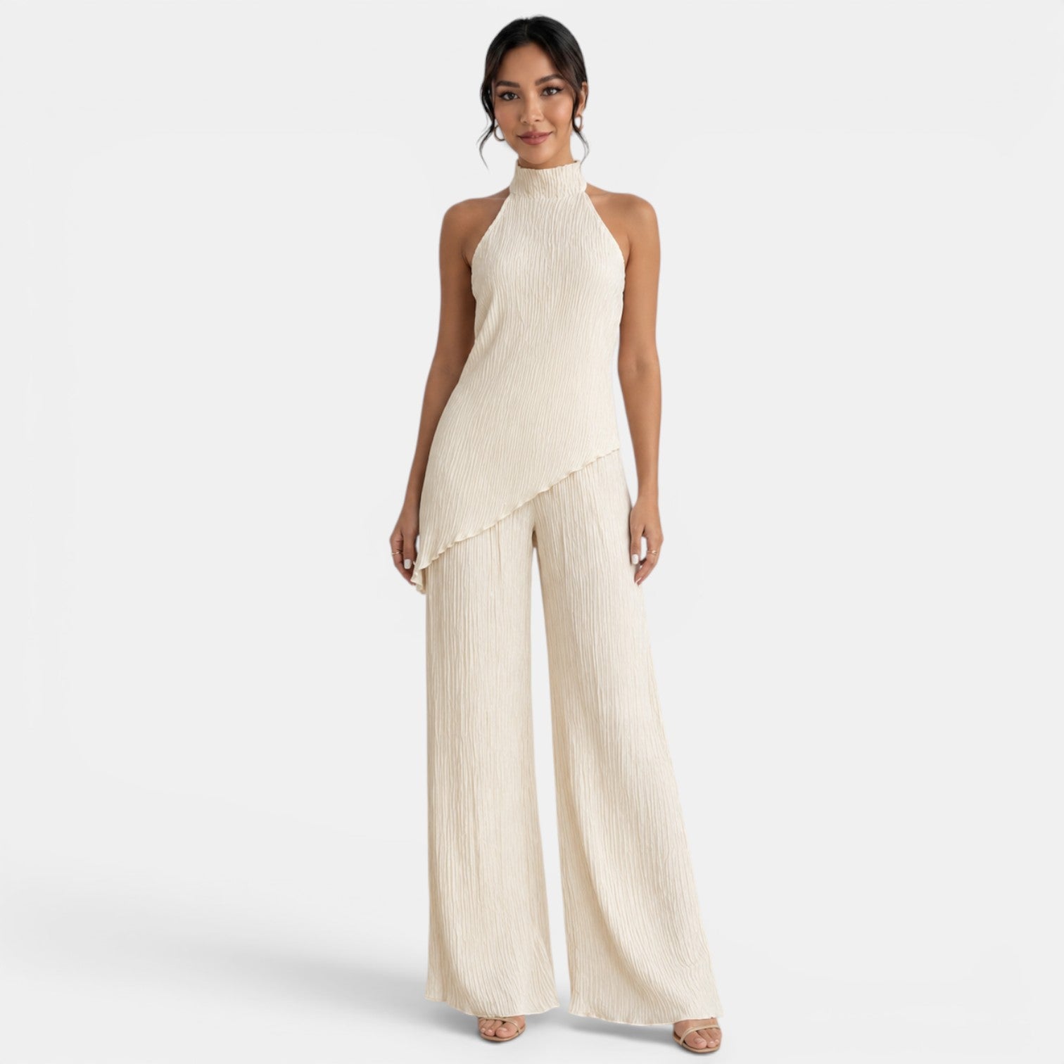 Women's Halter Pleated Pants Set