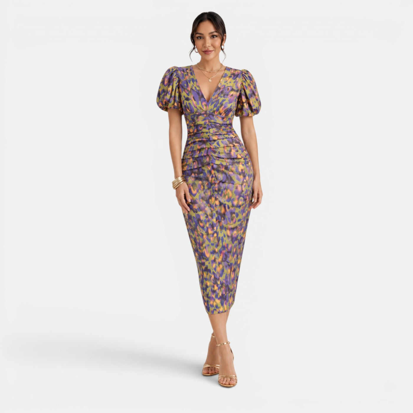 Vestido Midi Floral Violeta