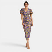 Vestido Midi Floral Violeta