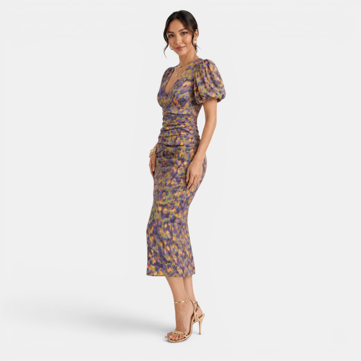 Vestido Midi Floral Violeta
