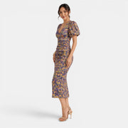 Vestido Midi Floral Violeta