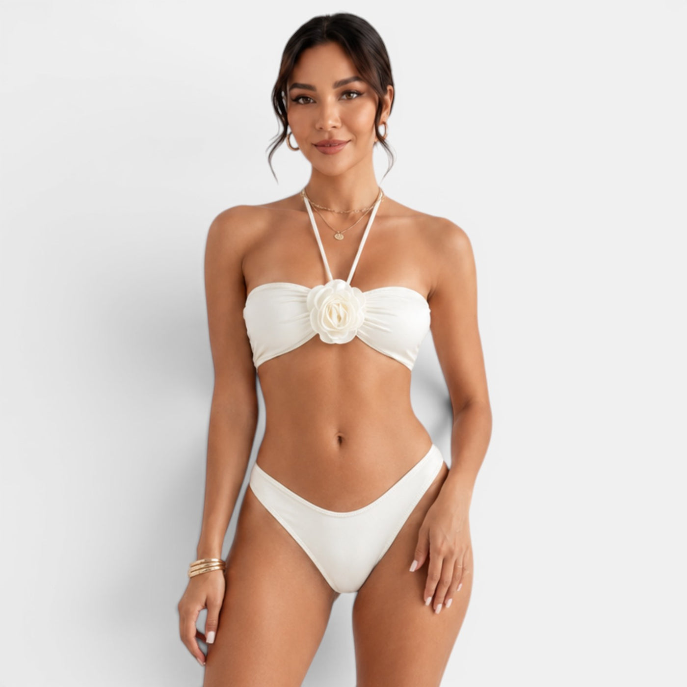 Bikini Mujer Beige 3 Piezas