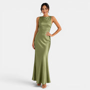 Vestido Satén Espalda Descubierta