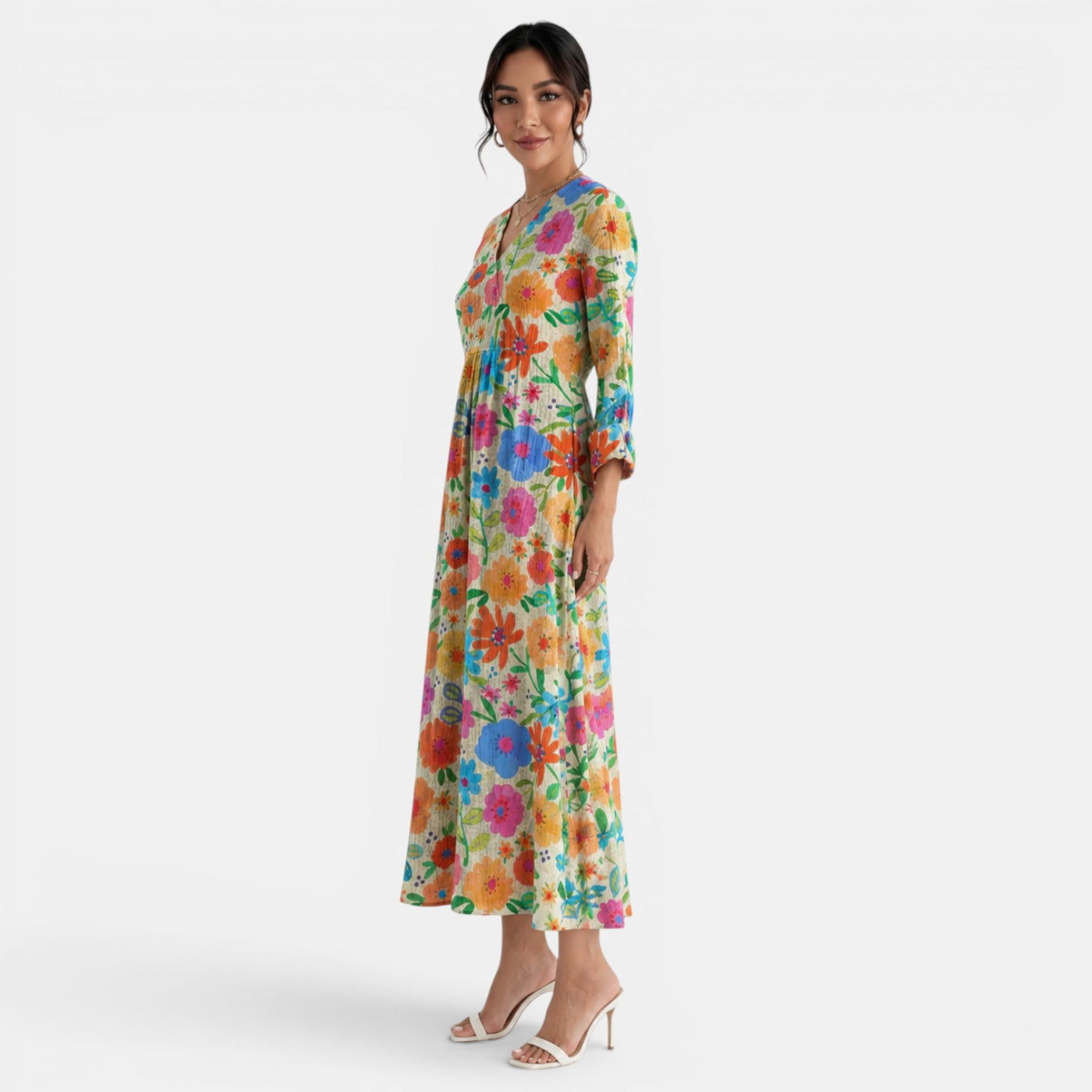Printed Linen Maxi Dress