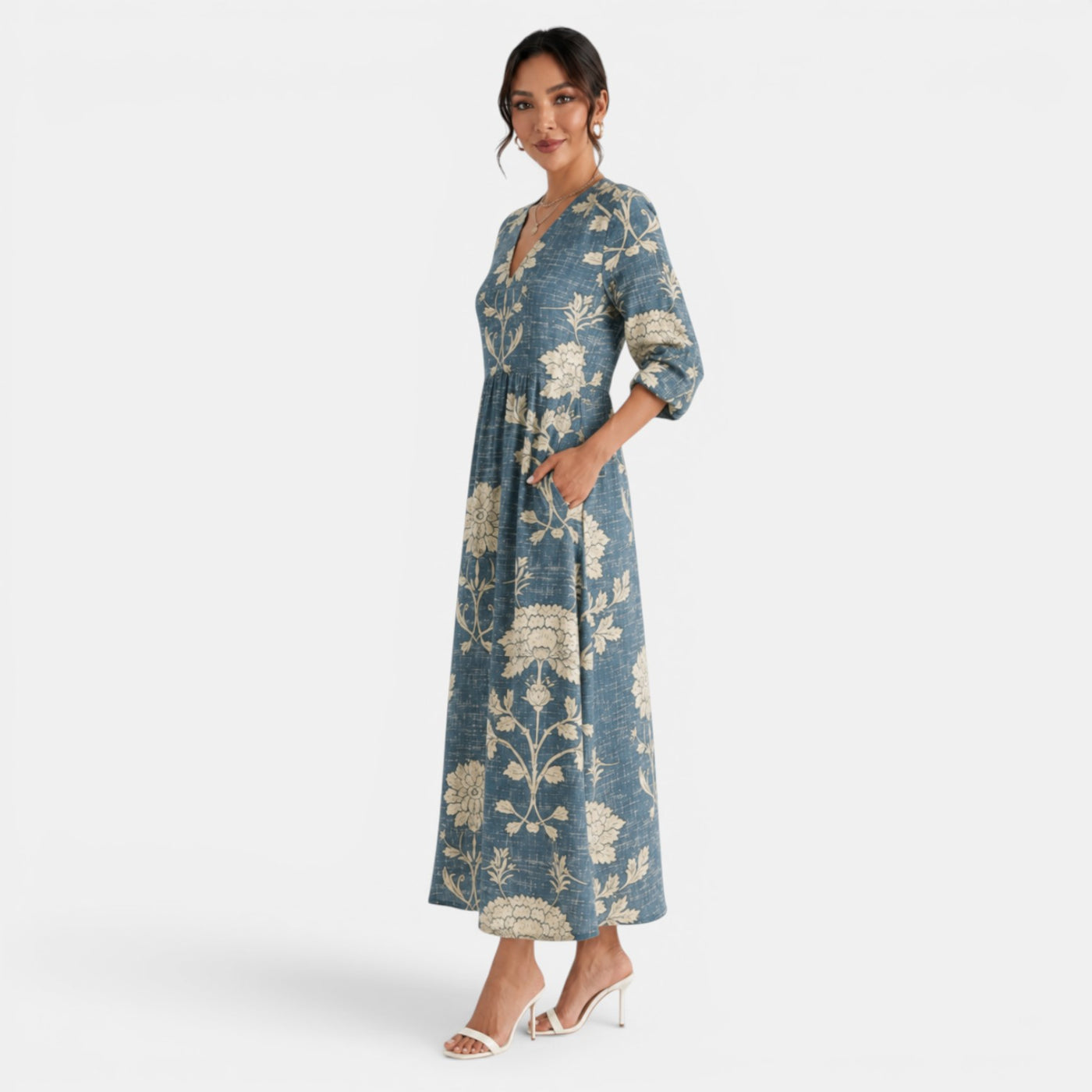 Printed Linen Maxi Dress