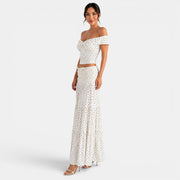 White Polka Dot Elegant Women's Set