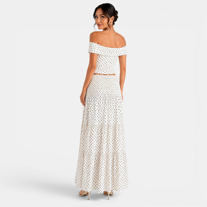 Conjunto Lunares Blanco Mujer Elegante