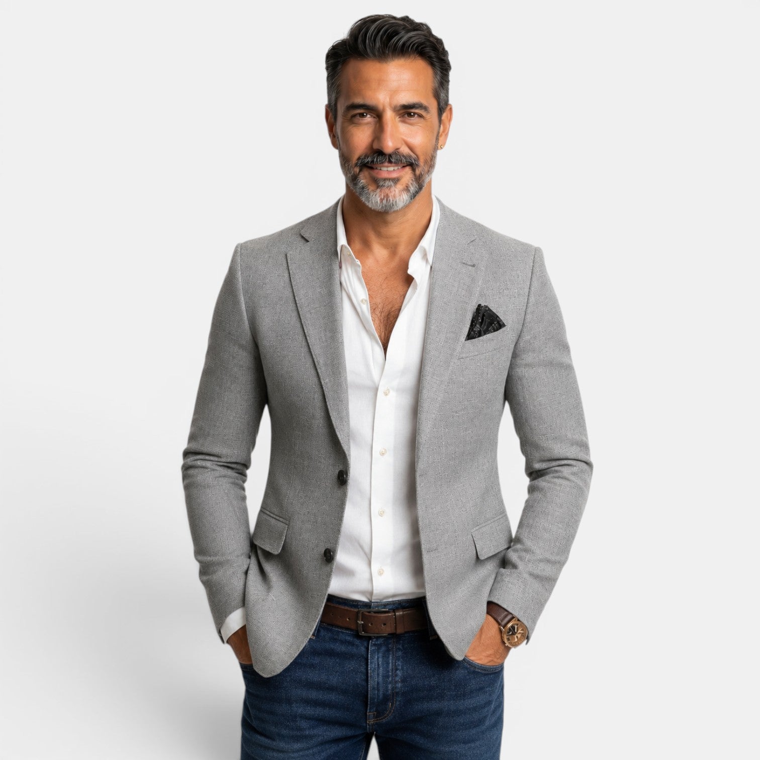 Men's Printed Double-Breasted Blazer