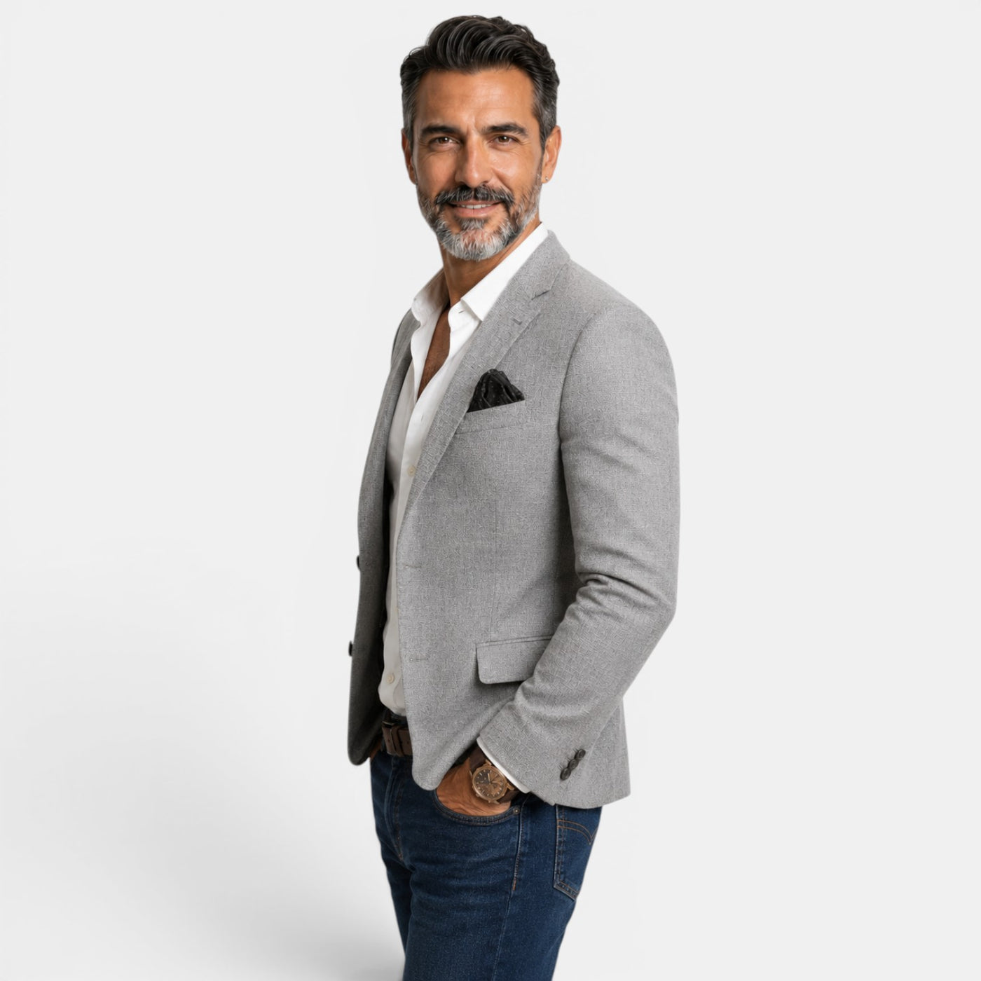Men's Printed Double-Breasted Blazer