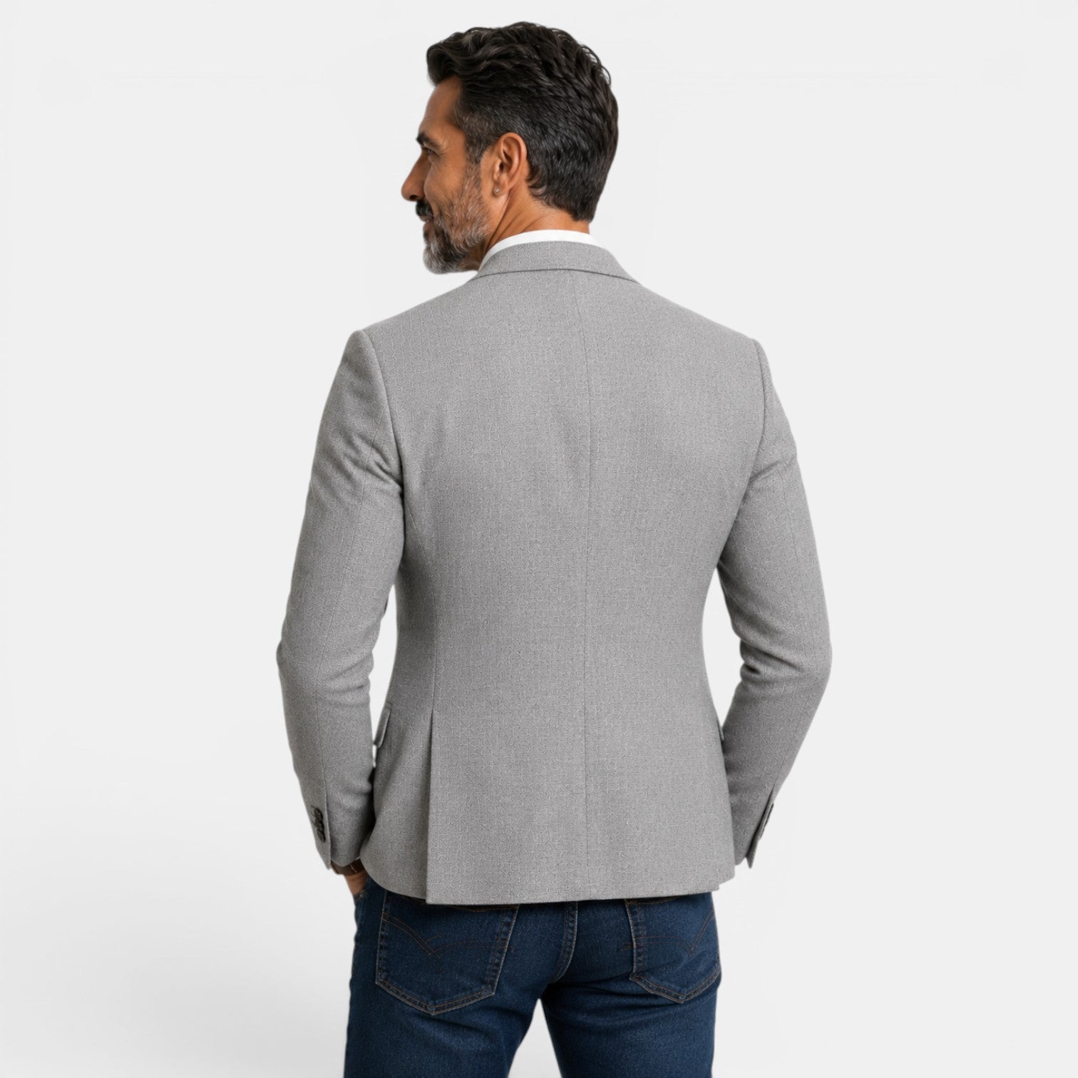 Men's Printed Double-Breasted Blazer